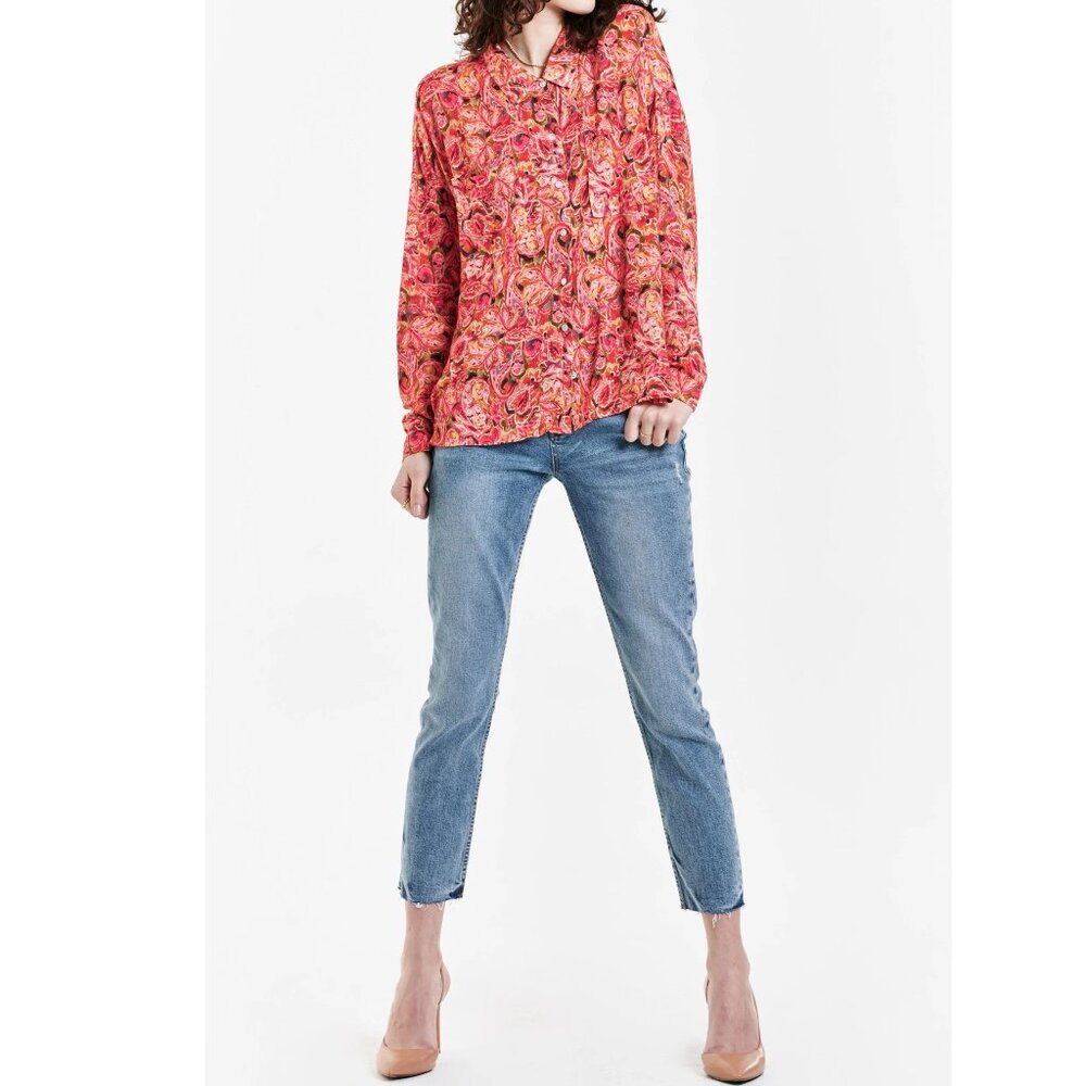 DEAR JOHN DENIM arianna front tie shirt in autumn paisley Medium - Picture 2 of 16